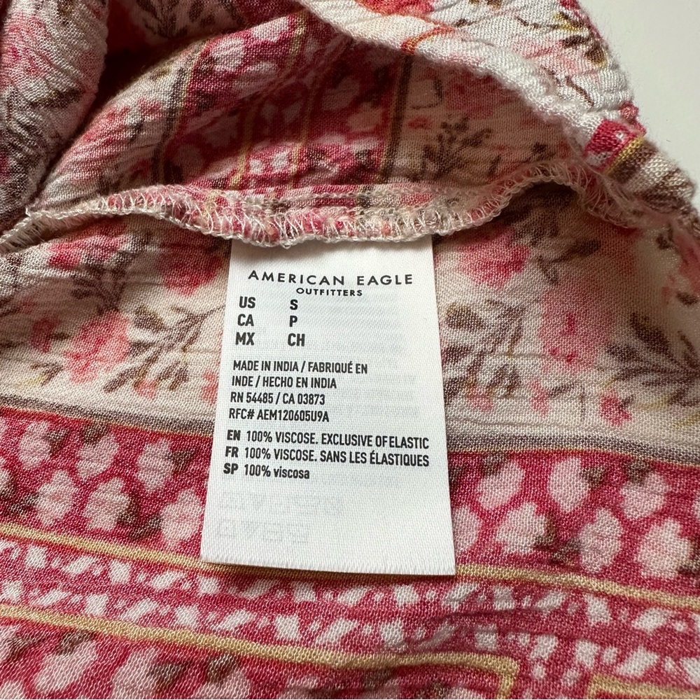 American Eagle Patchwork Tiered Sundress | Y2K Boho Cottagecore Pink Cream - Picture 11 of 11